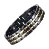 Bracelet Magnétique Noir et Ligne Double Or Germanium