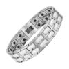Bracelet Magnétique Acier & Céramique Blanche Maillons Double H Bracelets tendances