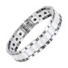 Bracelet Magnétique Homme en Céramique Blanche Acier Argent Aimants Bracelets-tendances.fr