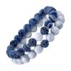 Bracelet en Perles Double Rangées en Œil de Tigre & Pierres Bleues - Bracelet tendances.fr