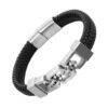 bracelet en cuir et titane argent