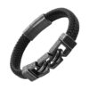 bracelet cuir et titane gris métal