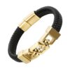 bracelet cuir et titane or