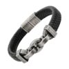 bracelet cuir et chaine titane grains de café gris anthracite