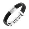 bracelet cuir et grain de café titane argenté