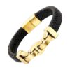bracelet cuir et titane or grains de café