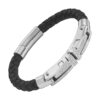 bracelet cuir titane argenté