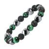 bracelet perles géométrique malachite et hématite