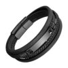 bracelet cuir acier noir 4 rangs