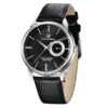 Montre Homme Acier Cadran Noir & Bracelet Cuir Noir | Président