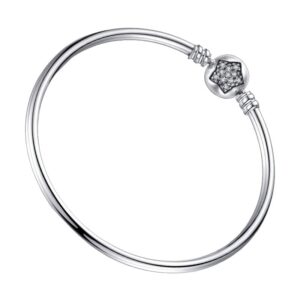 bracelet jonc porte charms argent fermoir étoile zircon