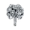 Charm en argent 925 en forme de bouquet de roses sculpté, bijou romantique à offrir