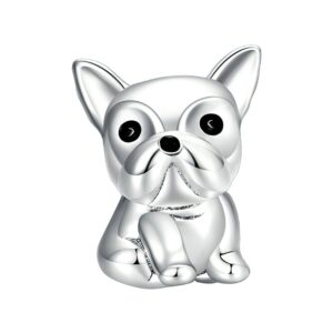 Charm en forme de bulldog en argent 925, bijou animalier pour bracelet à charms