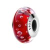 charm espaceur en verre rouge et argent sterling 925