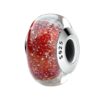Charm espaceur en verre rouge galaxie et argent 925 – Effet bulles scintillantes