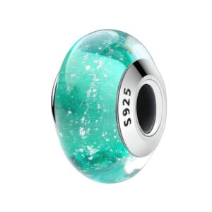 charm espaceur en verre vert et argent sterling 925