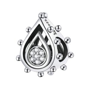 Charm en forme de goutte serti de zircons en argent sterling 925