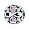 Charm amour éternel en argent 925 avec cœurs en zircon rose