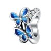 charm papillon en argent 925 ailes bleues et zircons
