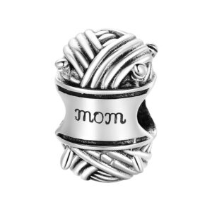 Charm pelote laine mom en argent sterling avec zircon cœur rose