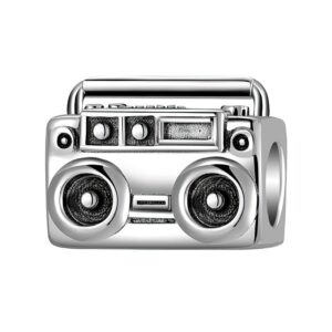Charm poste k7 en argent 925 style ghetto blaster vintage