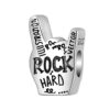 Charm main rock en argent sterling 925 gravé avec motifs typographiques "Rock Hard"