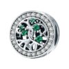 Charm arbre de vie en argent 925 avec zircons verts et contour pavé de zircons blancs