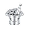 charm champagne en argent sterling avec zircons brillants en forme de seau festif