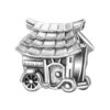 Charm en forme de petite maison en argent 925 avec détails de toit et de roues