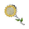 charm tournesol en argent avec pétales dorés, zircons scintillants et tige pendante