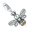 Charm abeille en argent 925 serti de zircons blancs et jaunes