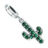 charm cactus argent sterling 925 et zircons vert