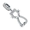 charm chat en argent serti de zircons blancs, vue de face