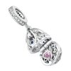 pendentif charm coffre secret en argent 925 avec cœur rose