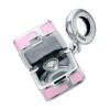 Charm coffre au trésor en argent sterling 925 avec zircon et émail rose