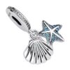 charm coquillage étoile de mer argent 925 zircons bleus