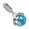pendentif charm étoile en argent et cristal bleu facetté