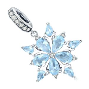 pendentif charm fractal argent 925 avec cristaux bleus