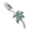 Charm palmier argent avec zircons verts sur pendentif tropical en argent 925