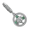 Charm médaillon arbre de vie en argent 925 avec zircons verts et blancs