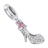 pendentif charm escarpin argent 925 talon zircon rose