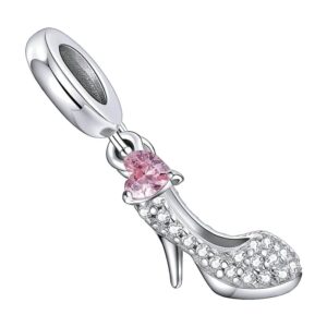 pendentif charm escarpin argent 925 talon zircon rose
