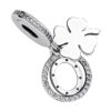 charm pendentif trèfle porte-bonheur en argent et zircons pour bracelet femme