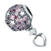 Charm montgolfier en argent 925 avec zircons roses et pendentif cœur
