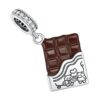 Charm tablette de chocolat en argent 925 avec émail marron et motif gravé