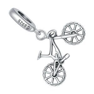 Charm vélo BMX en argent 925 en plein mouvement acrobatique