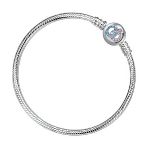 bracelet pour charms argent maille serpent avec fermoir rond serti zircon