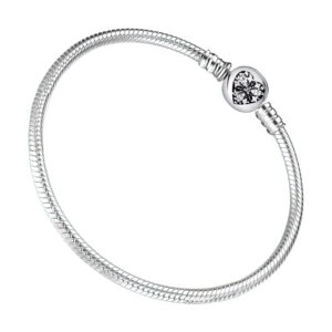 bracelet porte charms argent fermoir cœur zircons noirs