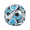 Charm mois de décembre en argent et cristaux turquoise.