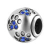 charm sphérique en argent avec empreintes et zircons bleus